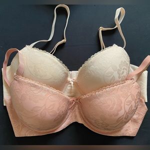 NWOT Padded Bras with Floral Detail - Set of 2
